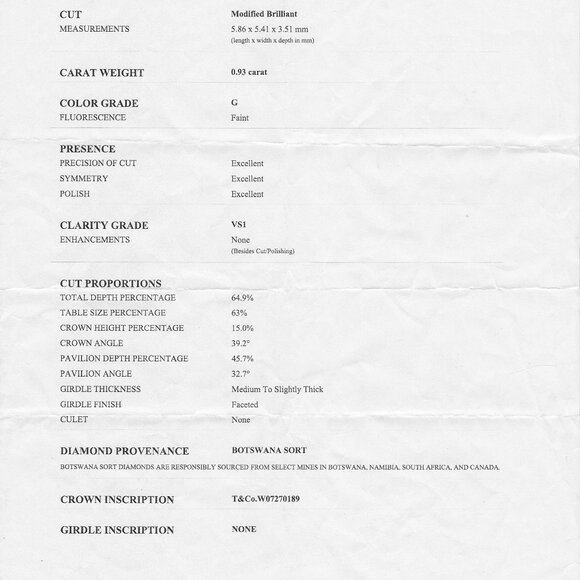 Genuine Tiffany & Co. Natural 1.30Cts Diamond Soleste Platinum Engagement Ring - Picture 13 of 13